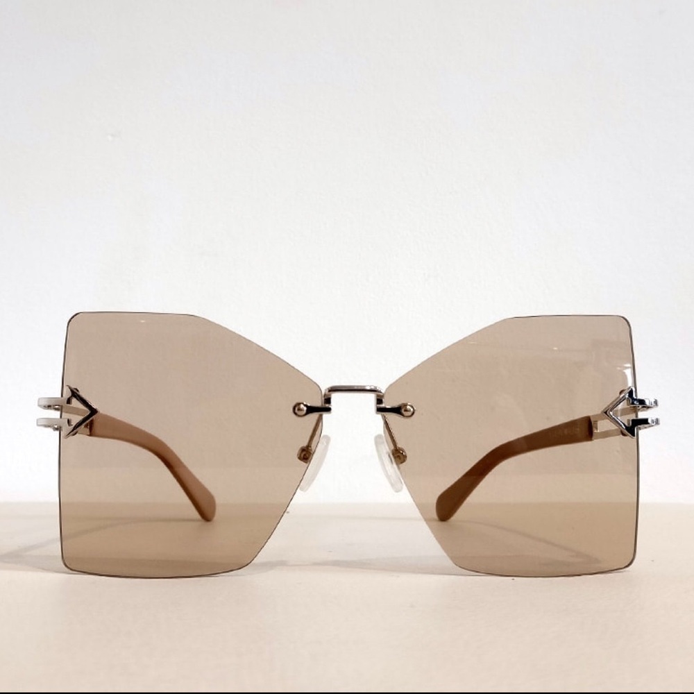 KAREN WALKER WANDERLUST CARAMEL SUNGLASSES IN CASE